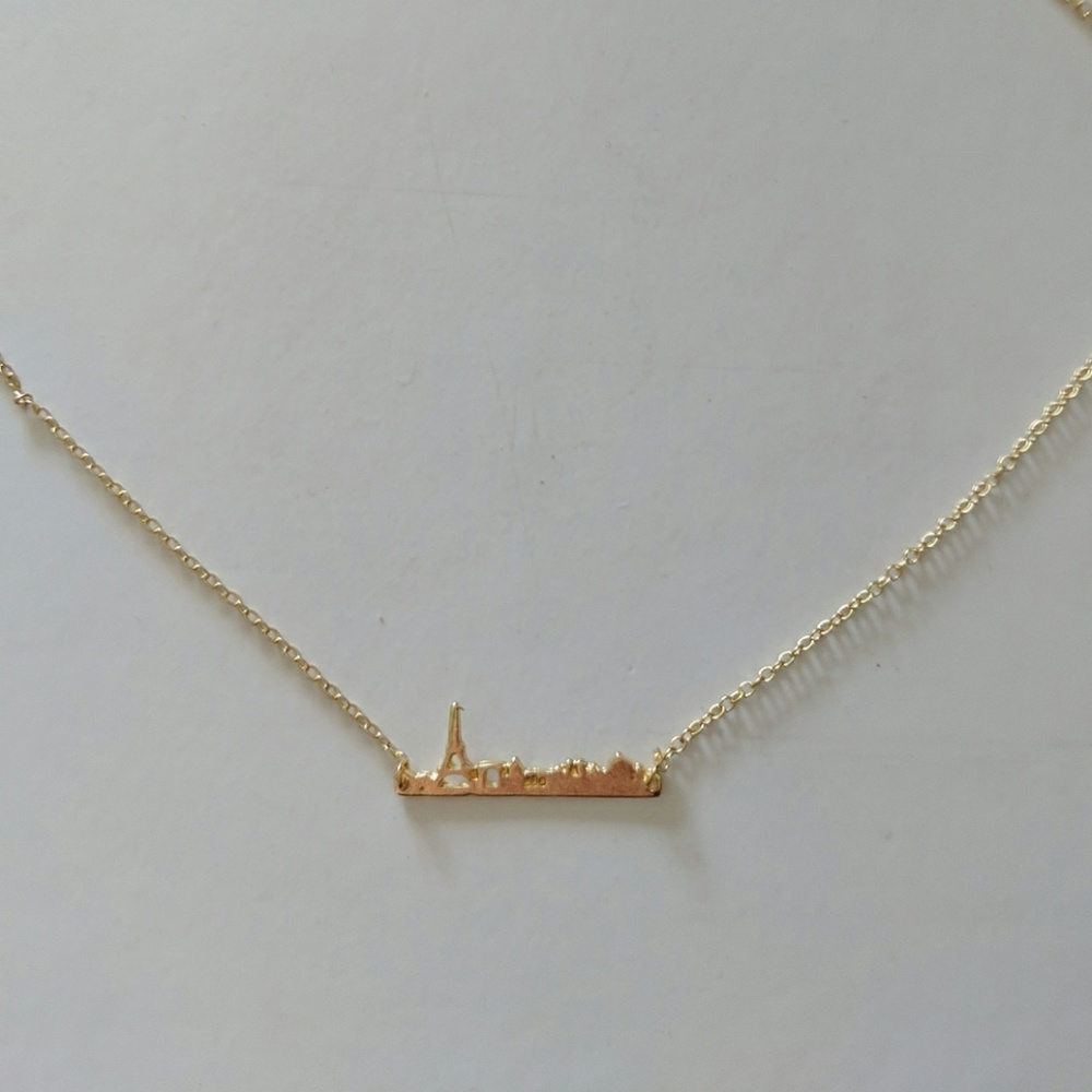 Gold Paris Skyline Necklace - Eiffel Tower